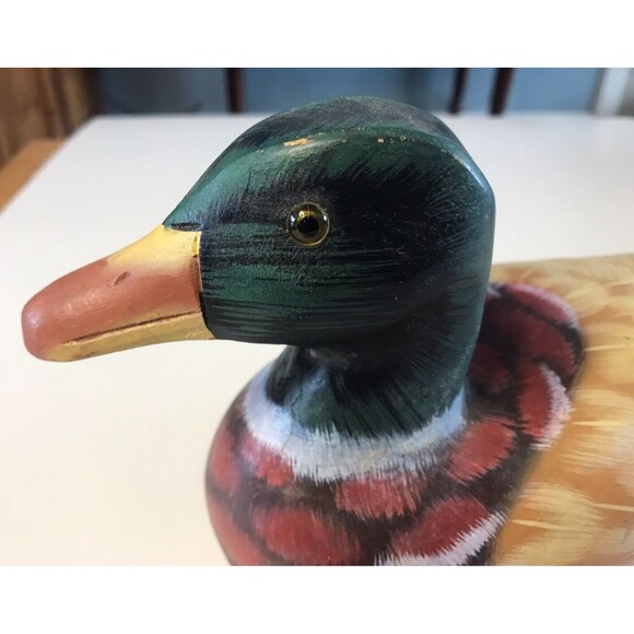 Vintage Wooden Duck Decoy Teleflora Decor Bird Figure 10" Long Waterfowl - Picture 2 of 8